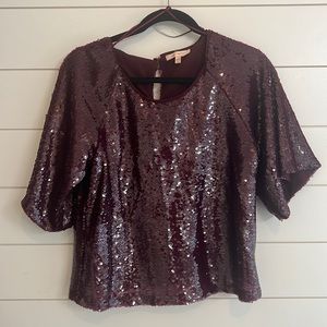 Skies are Blue | Maroon Sequin Top Sz S